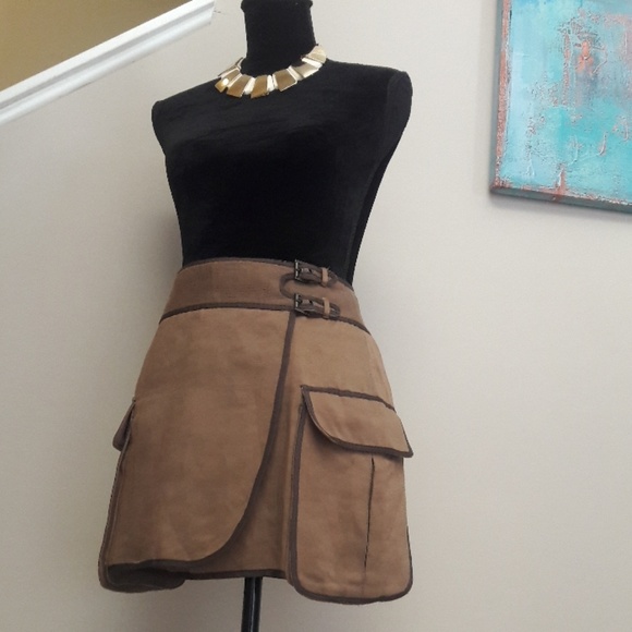 J.Crew/Brown/ Buckled/ Wrap/ Mini Skirt - Picture 5 of 8
